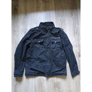 Levi's Men's Black Washed Cotton Military Field Jacket Utility Coat Size Large